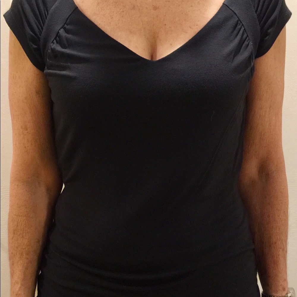 Black v-neck cap sleeve shirt